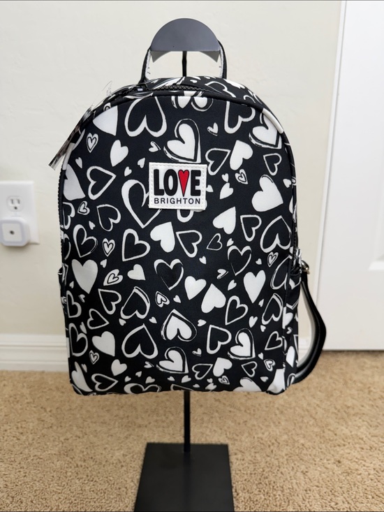 Brighton Handbags - Brighton Endless Love Heart Nylon Backpack Black White Retail $150 NWT